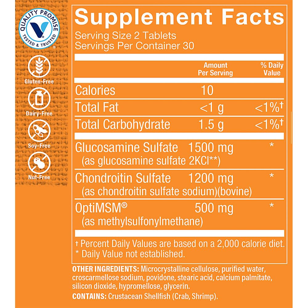 The Vitamin Shoppe Triple Strength Glucosamine Chondroitin MSM - 60 Tablets - image 2