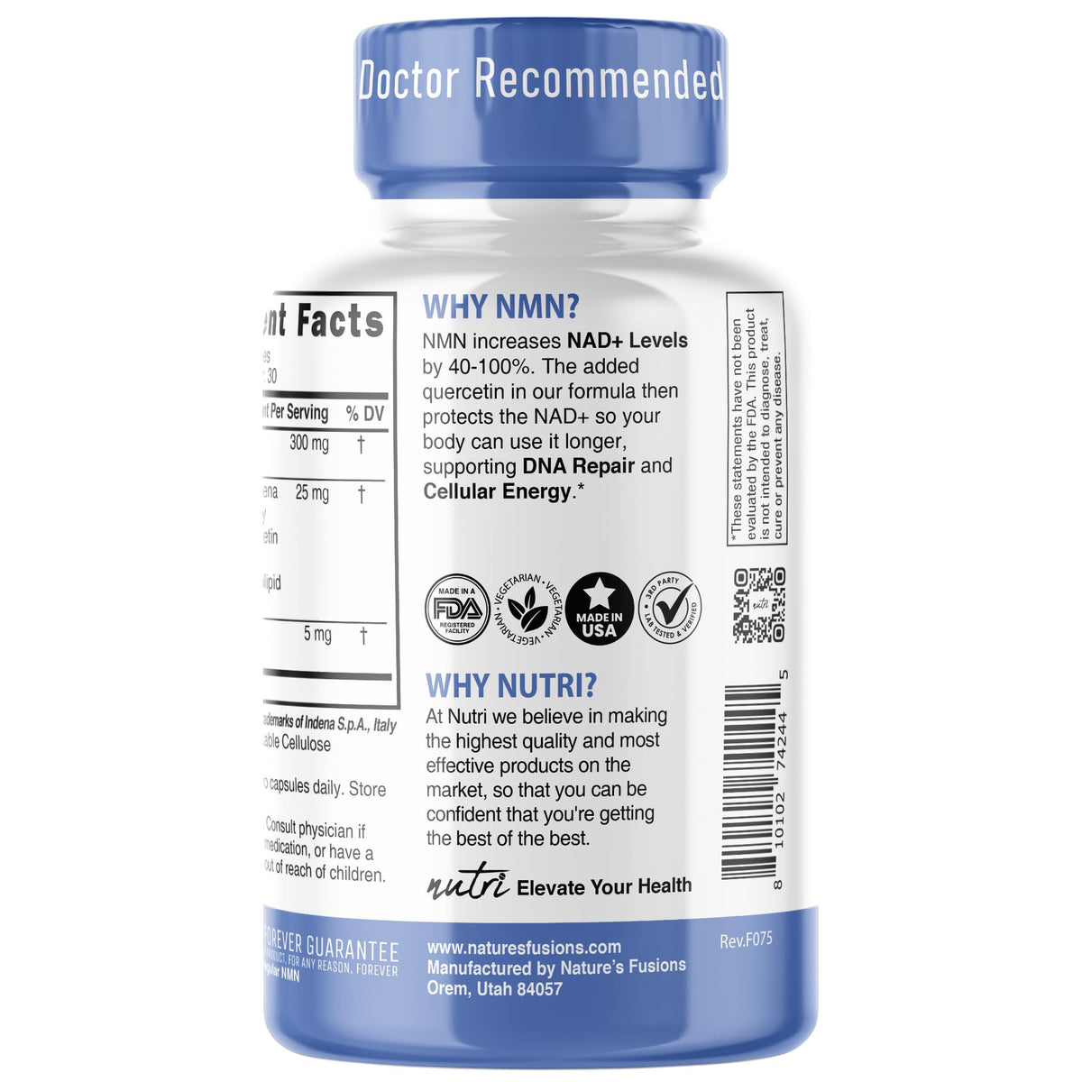 Nature's Fusions Nutri NMN Supplement 300mg NAD - 60 Capsules - image 5