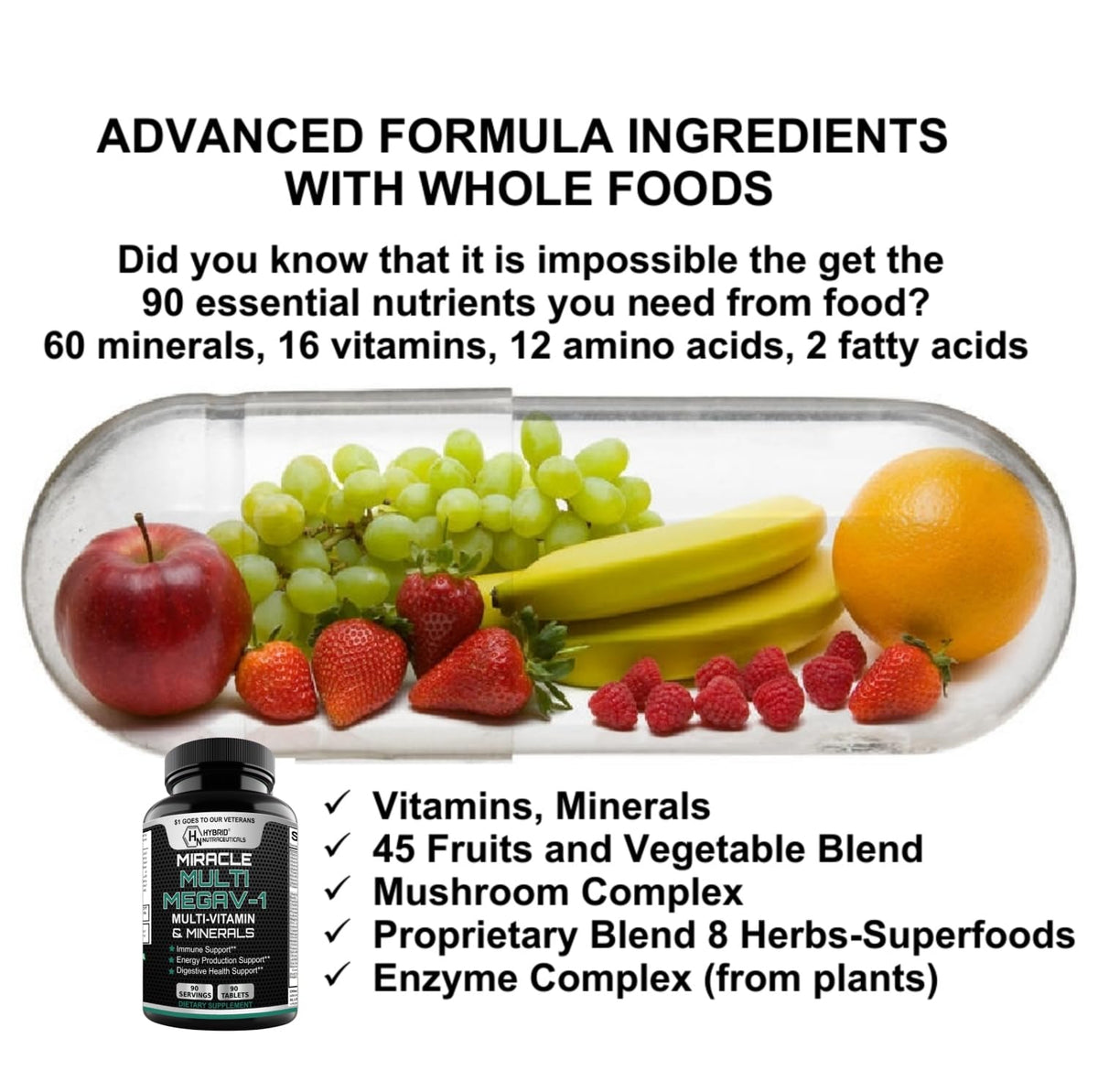 Hybrid Nutraceuticals MEGAV-1 Multivitamin with Probiotics - 90 Tablets - image 8