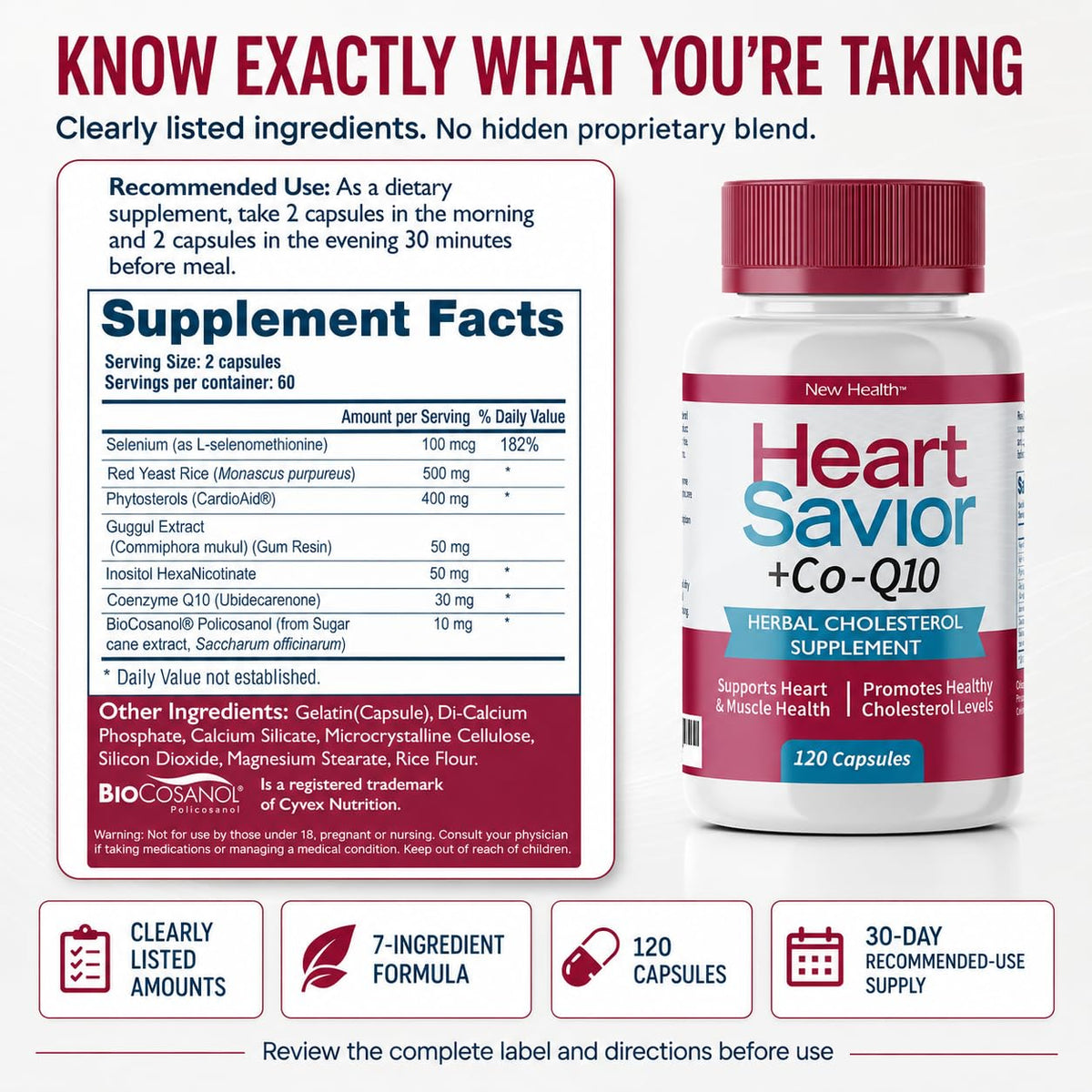 Mountain Health HeartSavior Natural Cholesterol Support - 120 Capsules - image 2