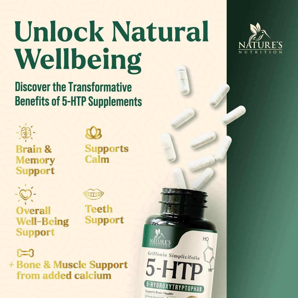 Nature's Nutrition 5HTP 200mg per Serving Capsules - 5 HTP Supplement