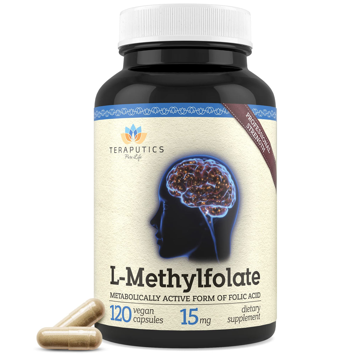 Teraputics L-Methylfolate 15mg Brain Support - 120 Vegan Capsules