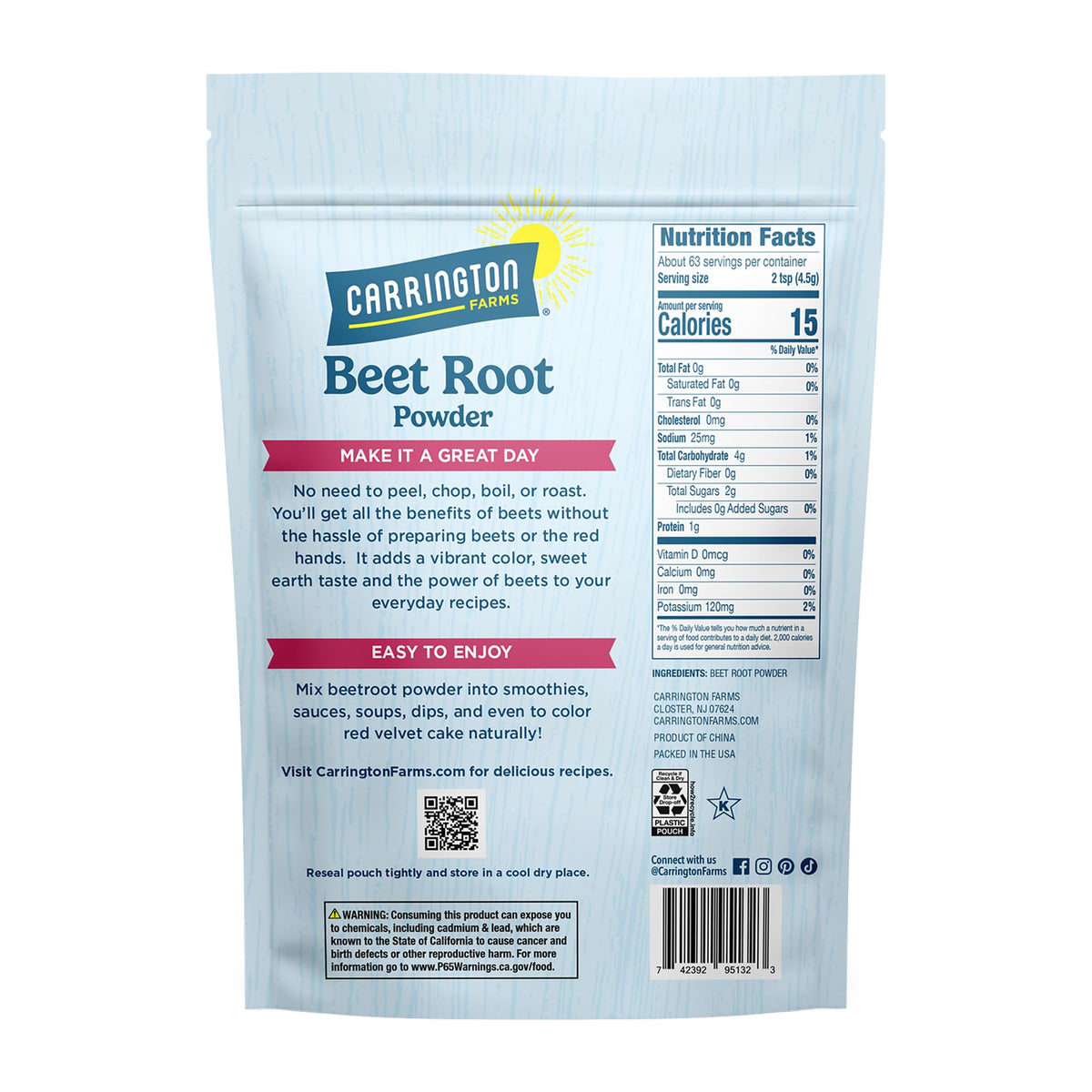 Carrington Farms Beet Root Powder for Pre-Workout - 16 oz - image 2