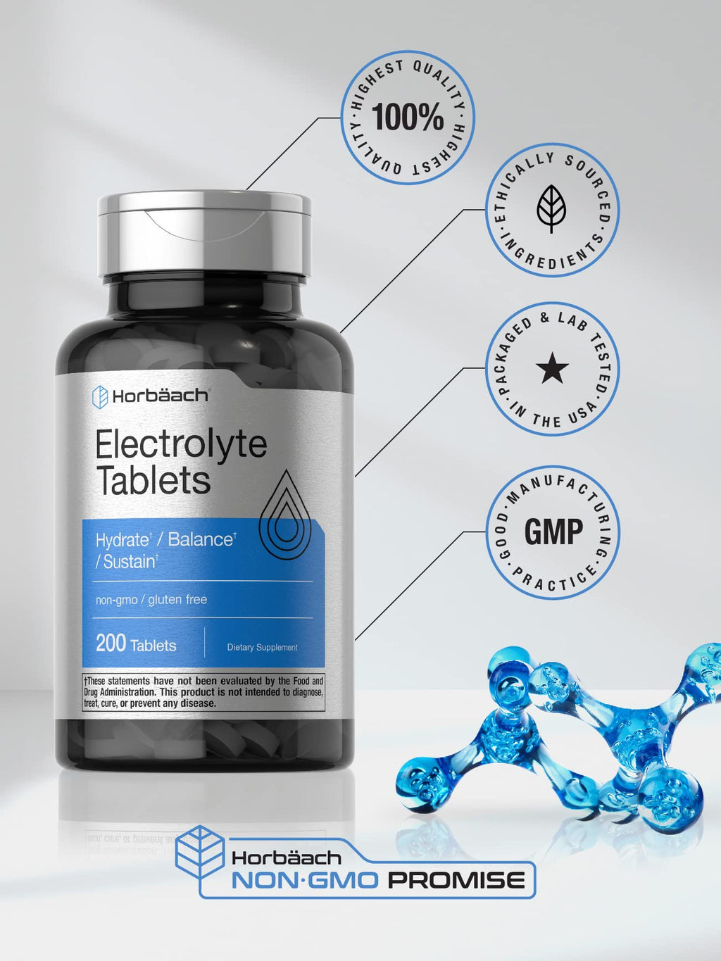 Horbäach Electrolyte Tablets for Hydration & Balance - 200 Count - image 5