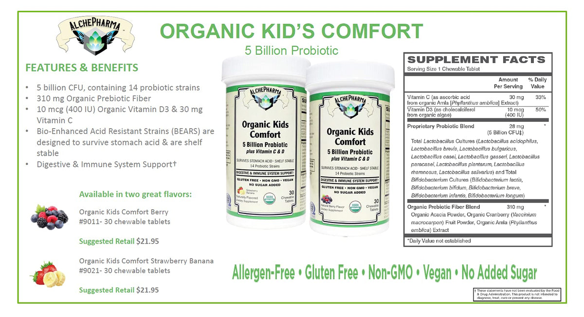 AlchePharma Organic Kids Comfort Probiotic Chewables - 30 Chews - image 5