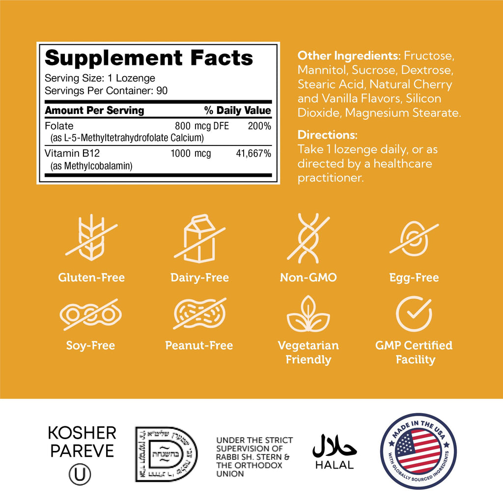 Zahler Energizer - Folate and B12 Supplement - Fast Dissolving Cherry