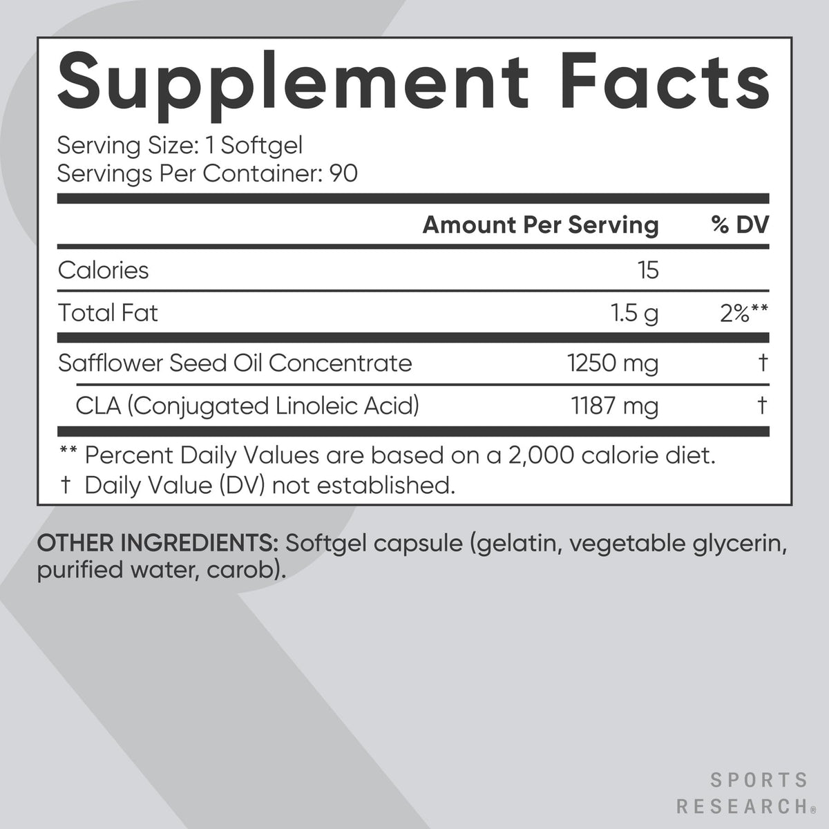 Sports Research CLA 1250mg - 90 Softgels - image 5