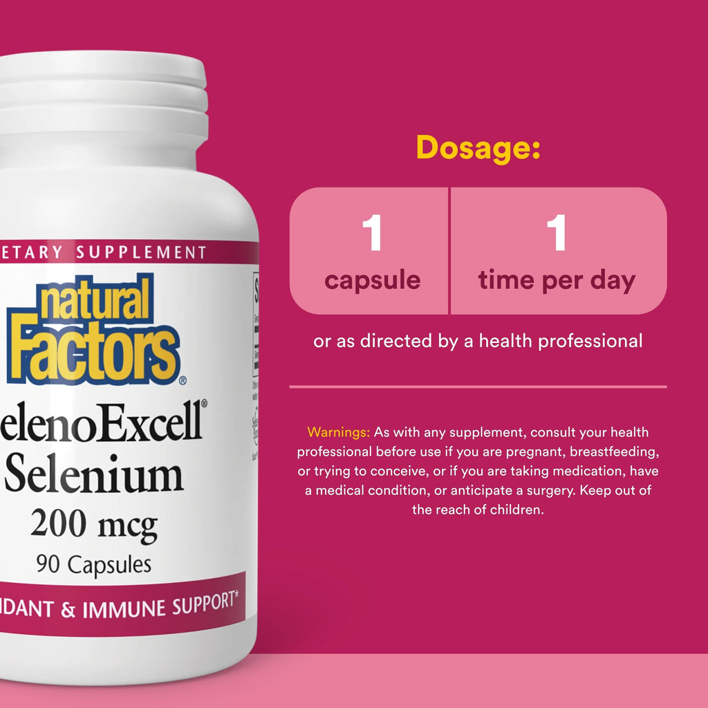 Natural Factors SelenoExcell Selenium 200mcg Antioxidant - 90 Capsules - image 3