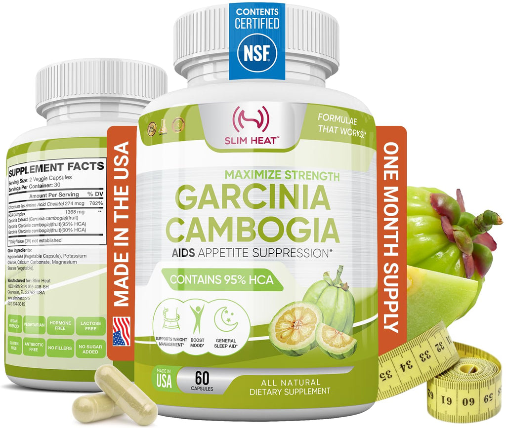 Slim Heat Garcinia Cambogia Extract 95% HCA - 60 Vegetarian Capsules