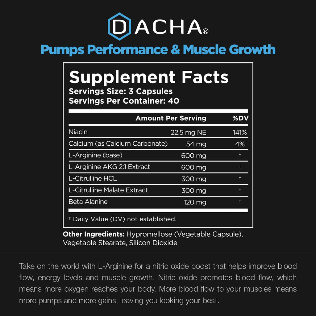 DACHA Premium L-Arginine 1920 mg - 120 Vegetarian Capsules - image 4