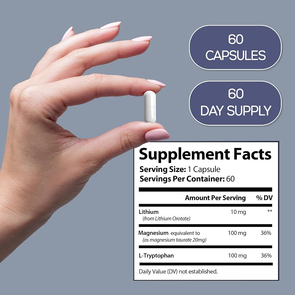 HARMONIFY Lithium Orotate 10mg with Magnesium Taurate - 60 Capsules - image 5