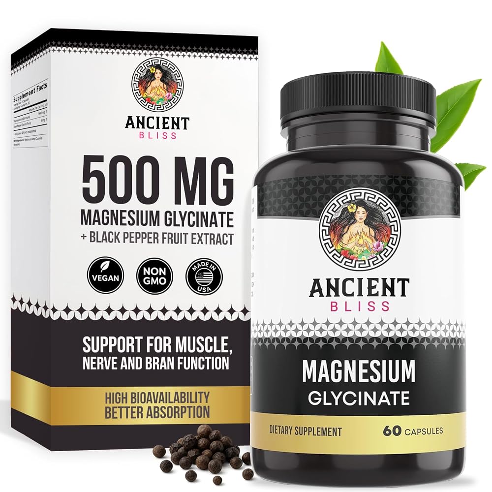 Ancient Bliss Magnesium Glycinate for Muscles & Nerves - 60 Capsules