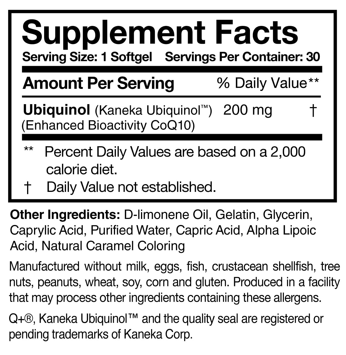Researched Nutritionals Ubiquinol Super 200 CoQ10 - 30 Softgels - image 3