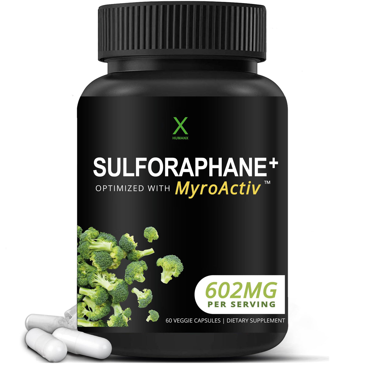 HUMANX Sulforaphane+ 602mg Broccoli Supplement - 60 Capsules