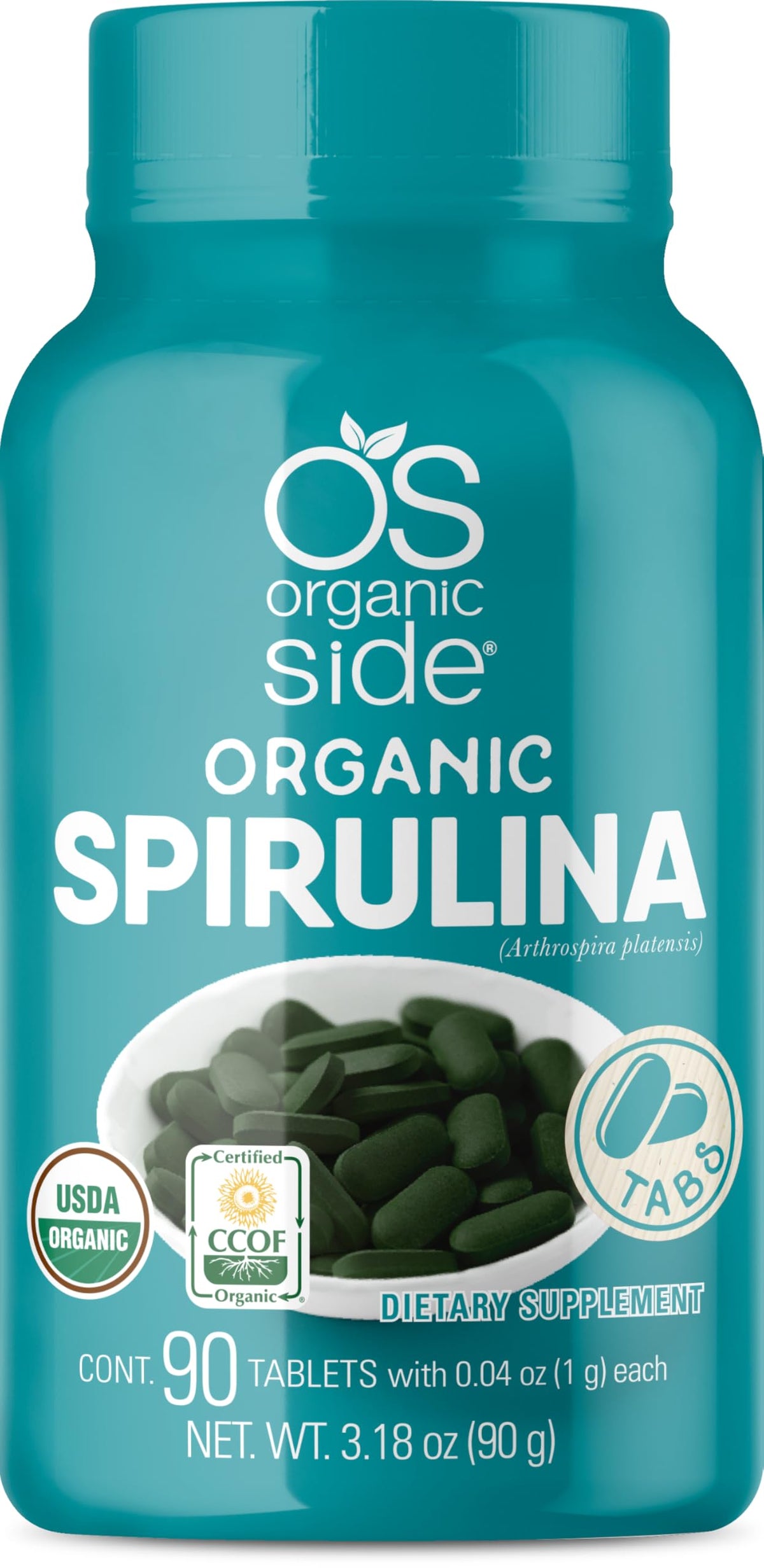 OS Organic Side Spirulina Tablets for Energy - 90 Tablets