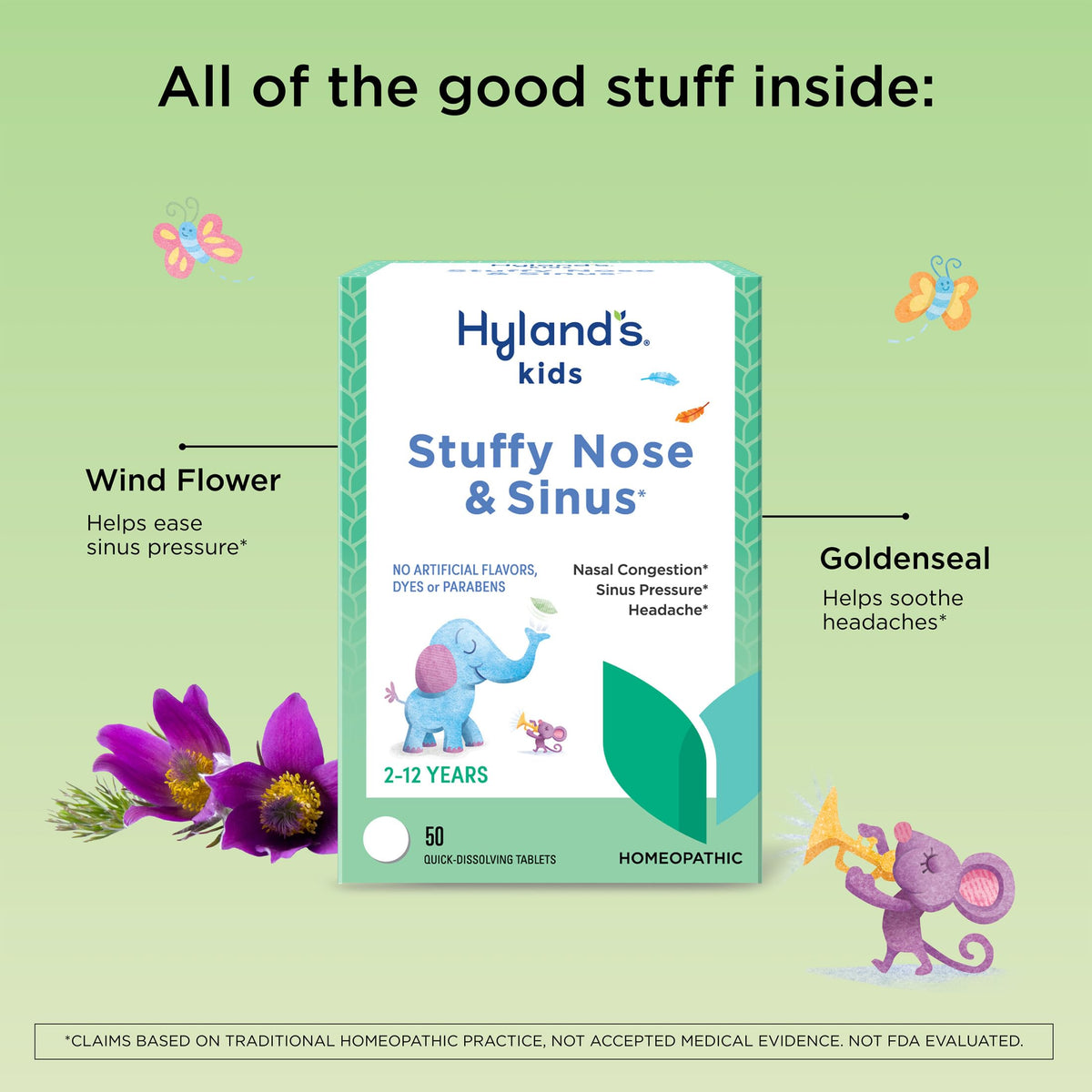 Hyland's Kids Stuffy Nose and Sinus Tablets - 50 Tablets - image 3