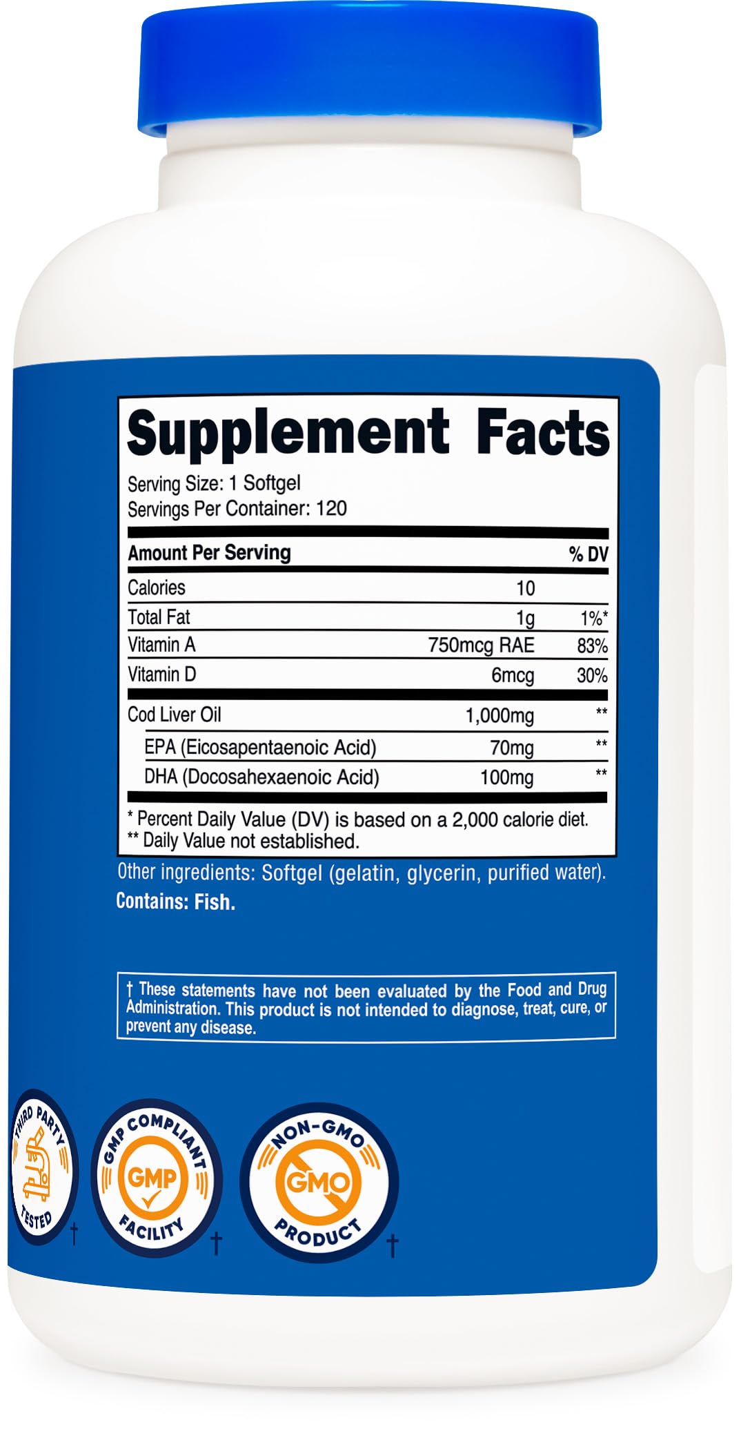 Nutricost Cod Liver Oil 1000mg - 120 Softgels - image 5