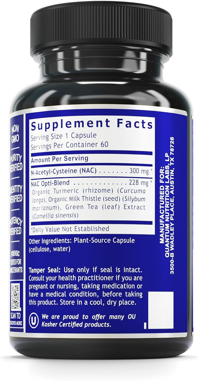 Quantum Nutrition Labs NAC N-Acetyl-L-Cysteine - 60 Vegetarian Capsules - image 2