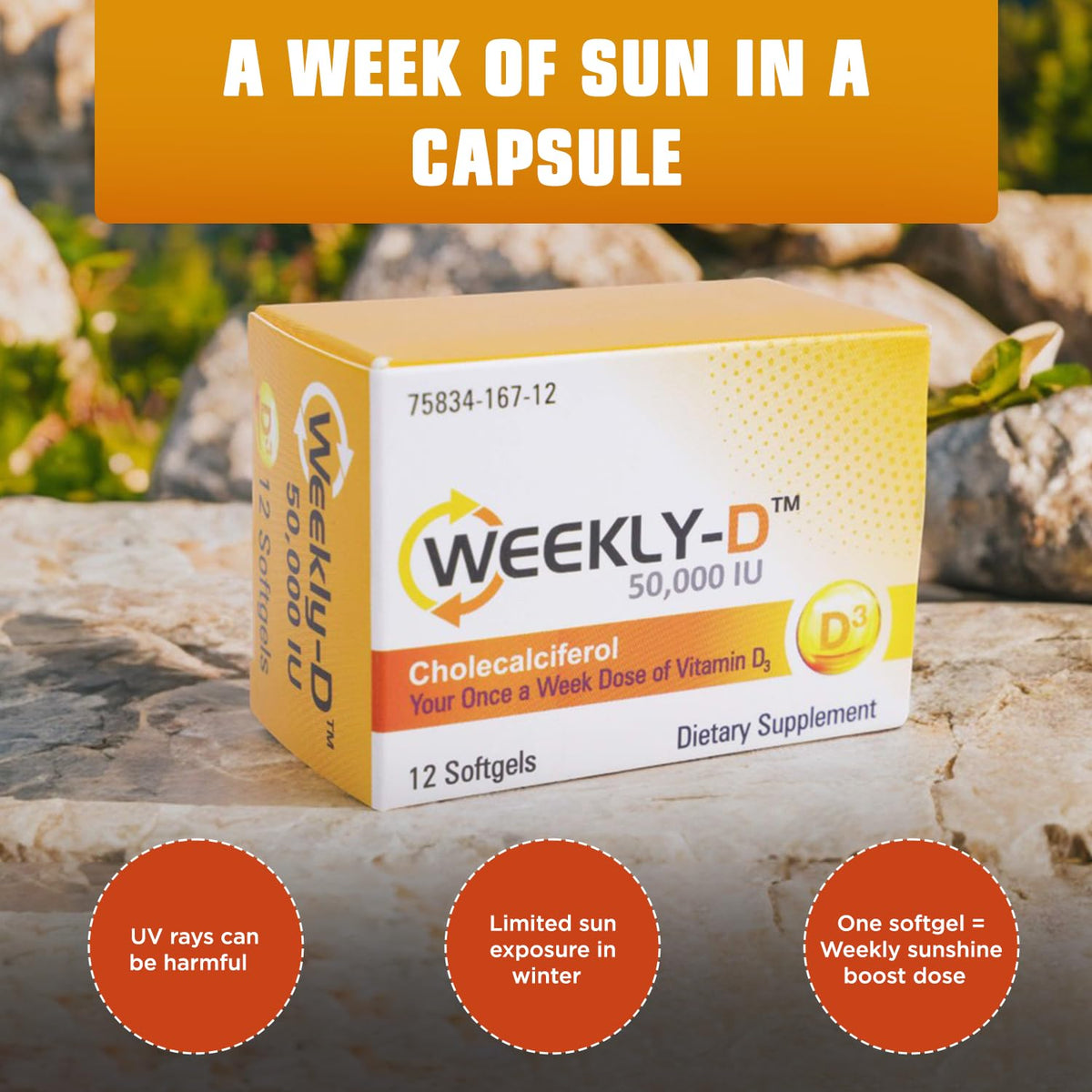 Nivagen Weekly-D Vitamin D3 50,000 IU Softgels - 12 Count - image 4