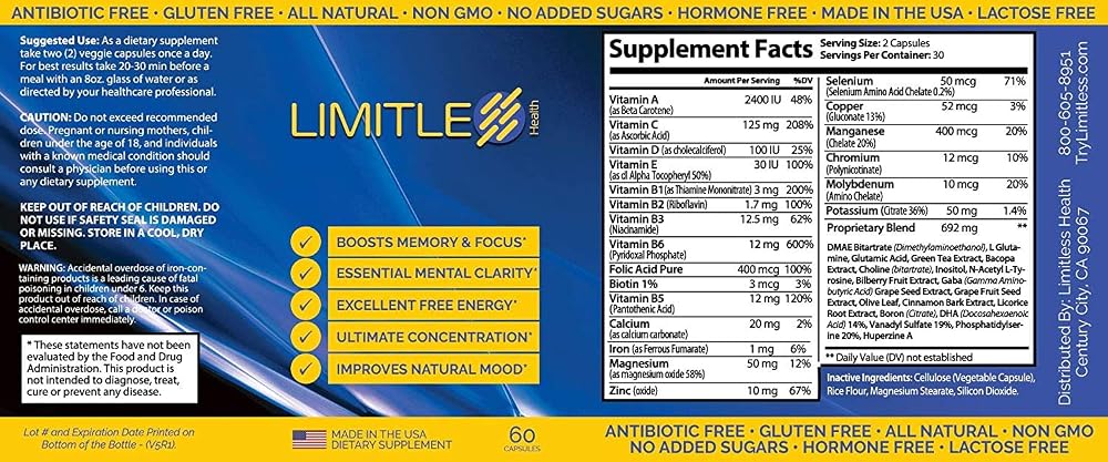 Limitless Fitness Brain Function Capsules - 60 Count - image 2