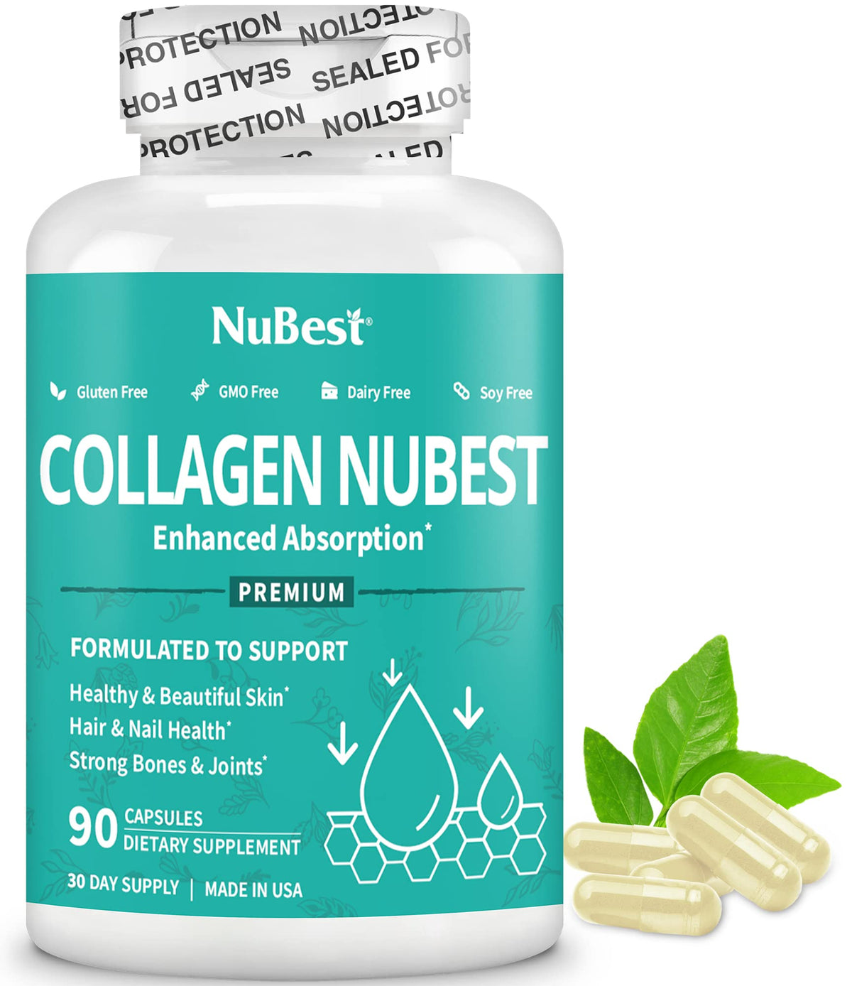 NuBest Collagen Super Collagen Peptides 1,500 mg - 90 Capsules