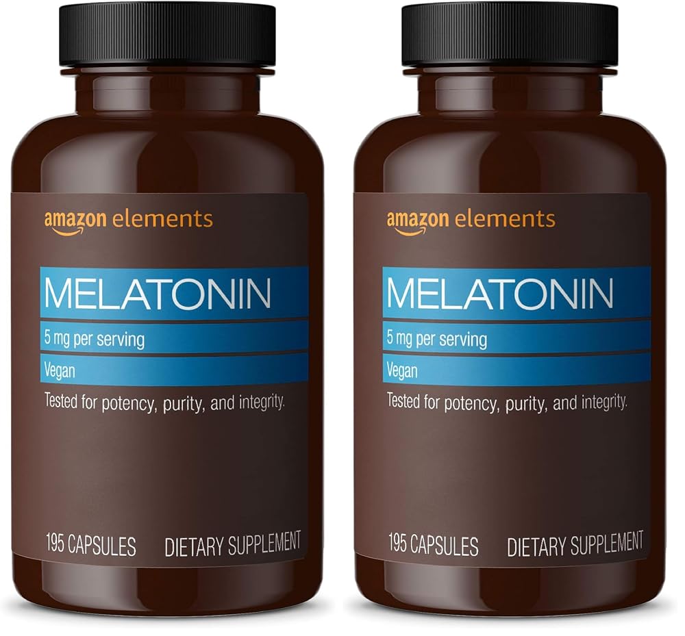 Amazon Elements Melatonin 5mg Capsules Sleep Support - 390 Count