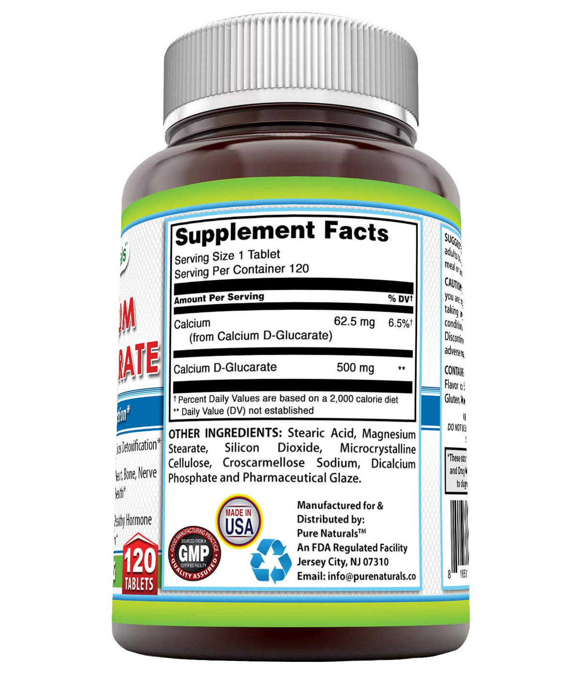 Pure Naturals Calcium D-Glucarate 500 mg - 120 Tablets - image 2