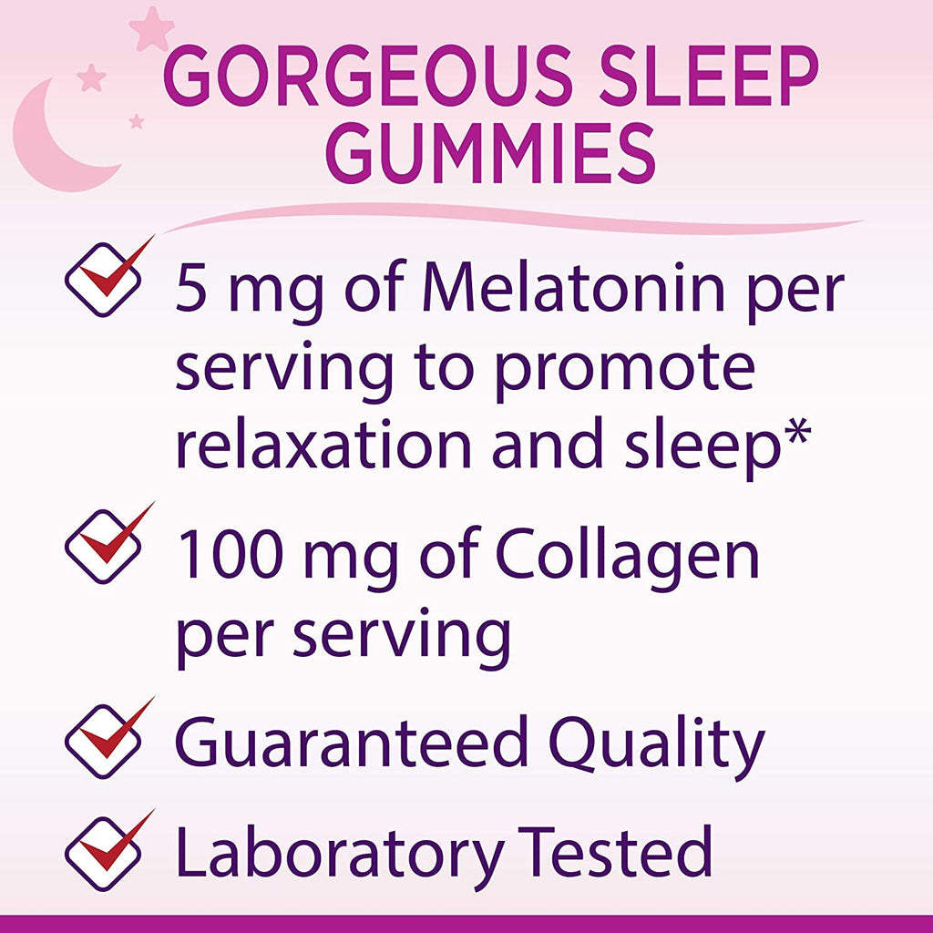 Nature's Bounty Gorgeous Sleep Melatonin 5mg Gummies with Collagen - 120 Gummies - image 3