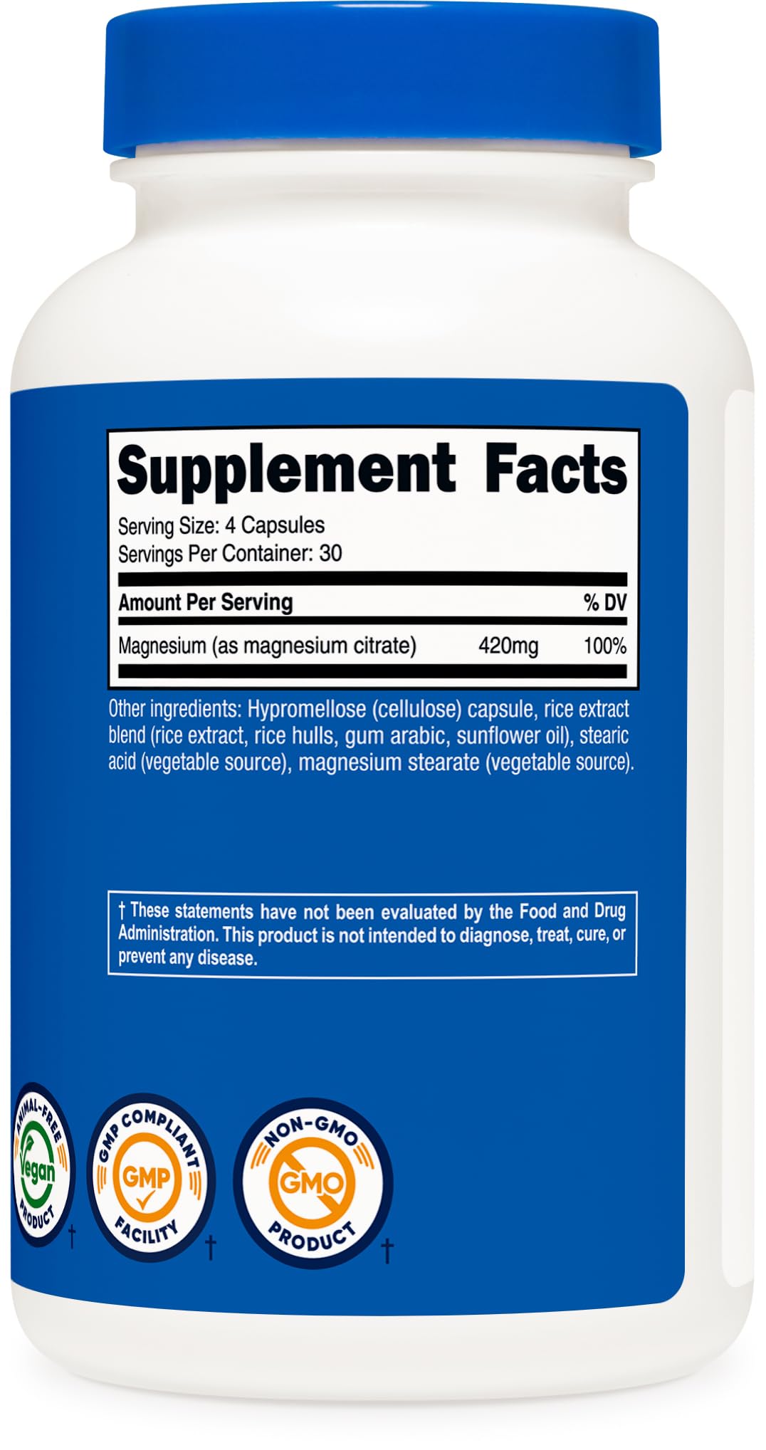 Nutricost Magnesium Citrate 420mg Serving (210mg Per Capsule)