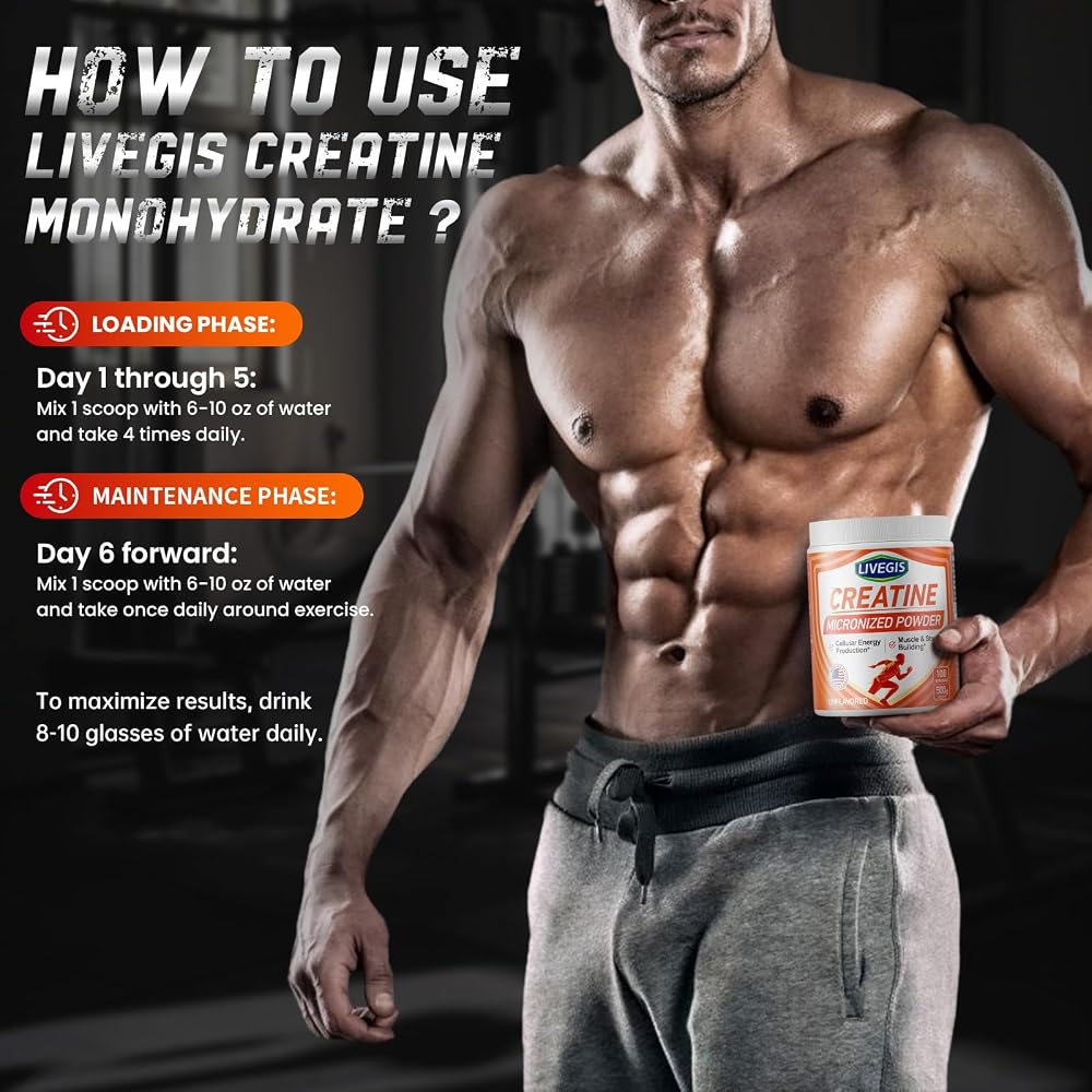LIVEGIS Creatine Monohydrate Powder Unflavored - 500g - image 3