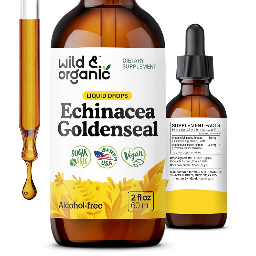 Wild & Organic Echinacea Goldenseal Liquid Drops Immune Support - 2 oz