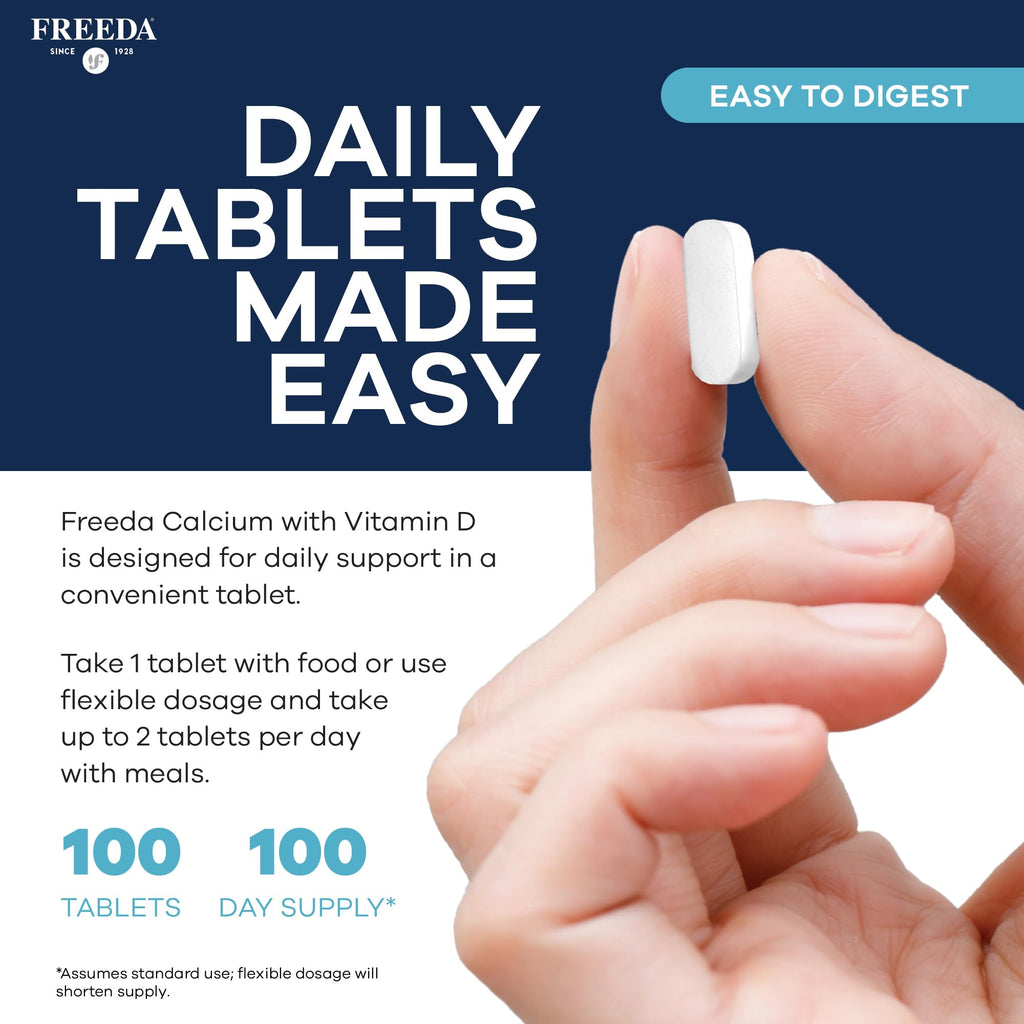 FREEDA Calcium 600mg with Vitamin D3 400 IU - 100 Tablets - image 4