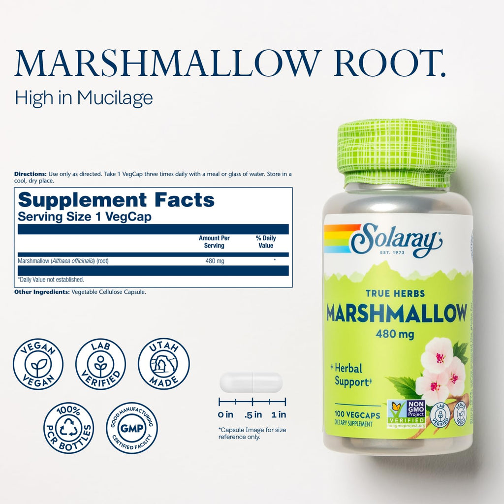 SOLARAY Marshmallow Root 480 mg - 100 Vegetarian Capsules - image 2
