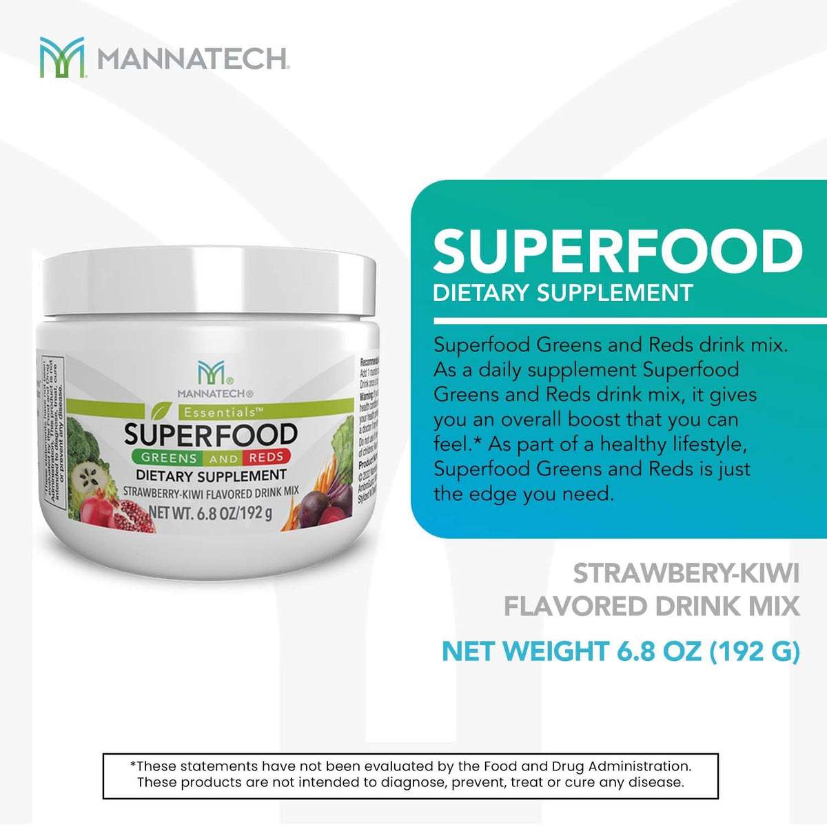 Mannatech SUPERFOOD Greens & Reds Strawberry Kiwi Powder - 192g - image 3