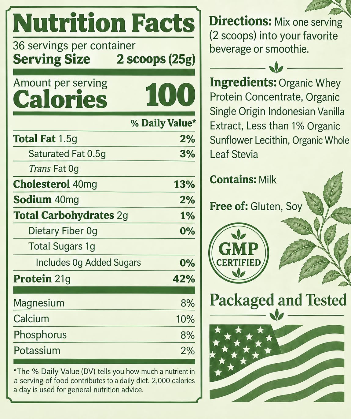 NorCal Organic Natural Grass Fed Whey Protein Powder
