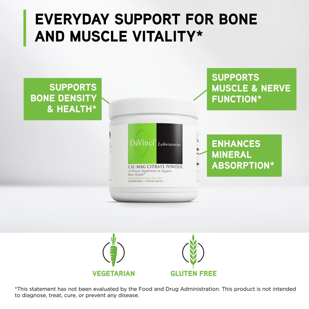 DaVinci Labs Cal-Mag Citrate Powder Bone Health Support - 30 Servings - image 3