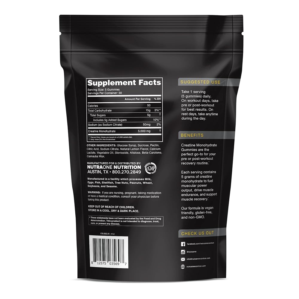 NutraOne Creatine Monohydrate Gummies Workout Recovery - 150 Count - image 2