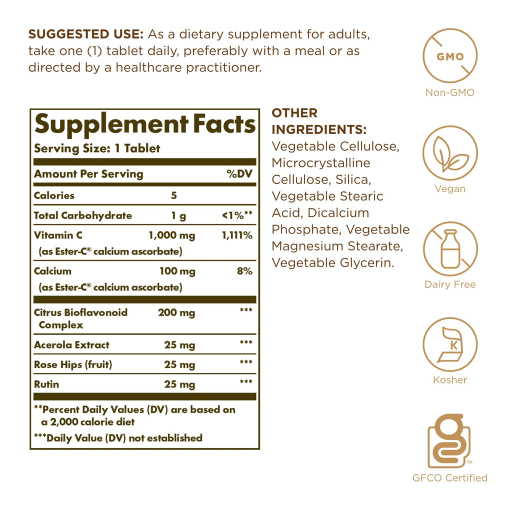 Solgar Ester-C Plus 1000 mg Vitamin C - 180 Tablets - image 2