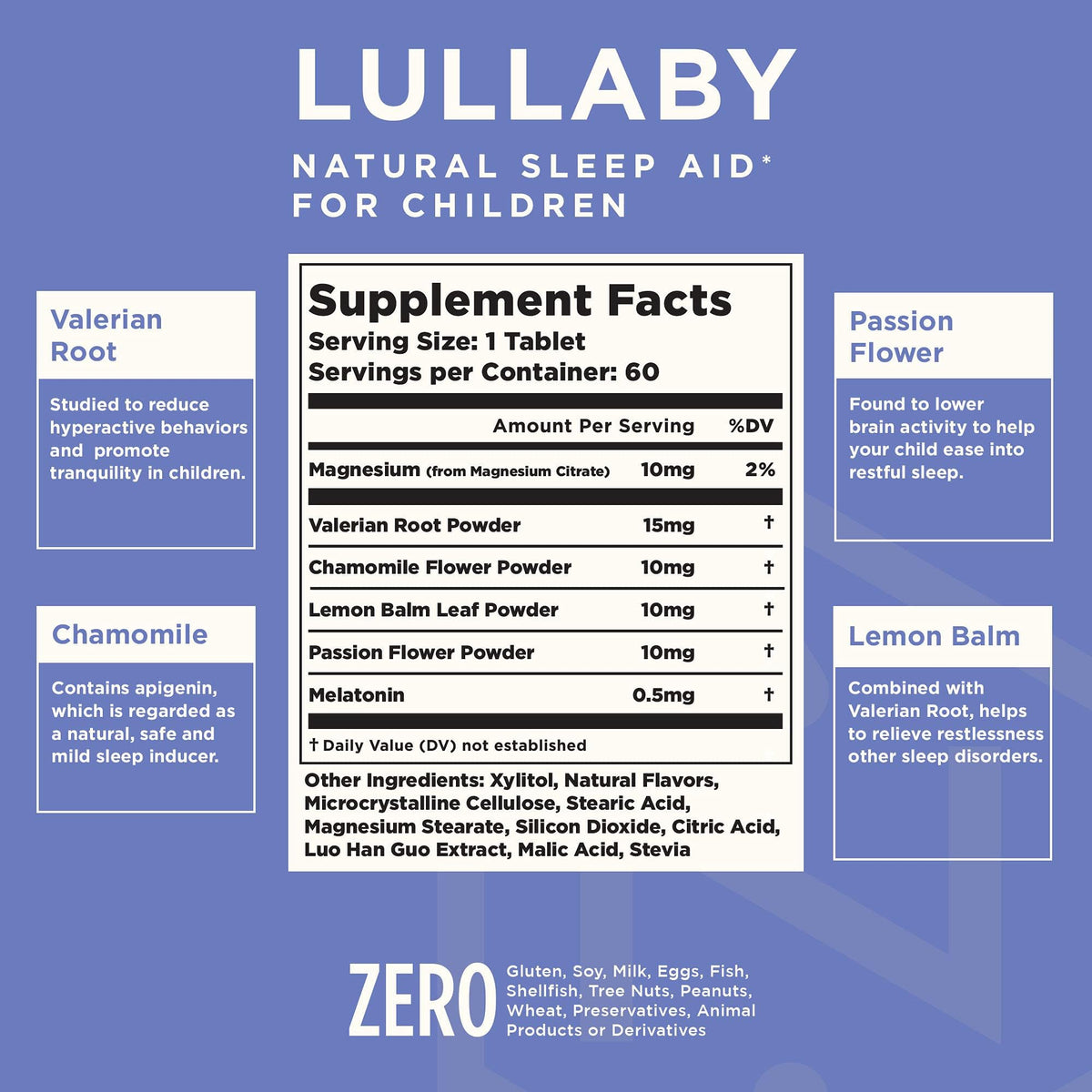 Nuvana Lullaby Kids Natural Sleep Aid - 60 Chewable Tablets - image 2