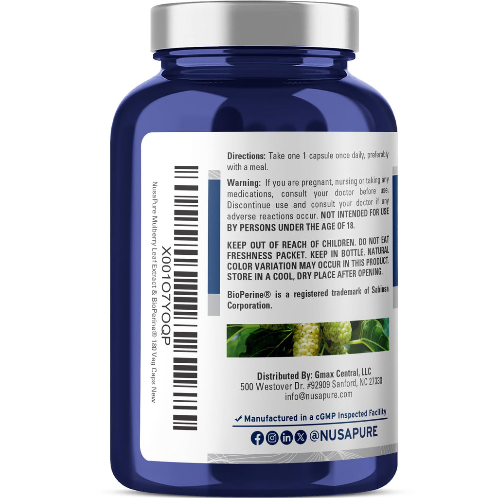 NusaPure White Mulberry Leaf 500mg - 180 Vegetarian Capsules - image 3