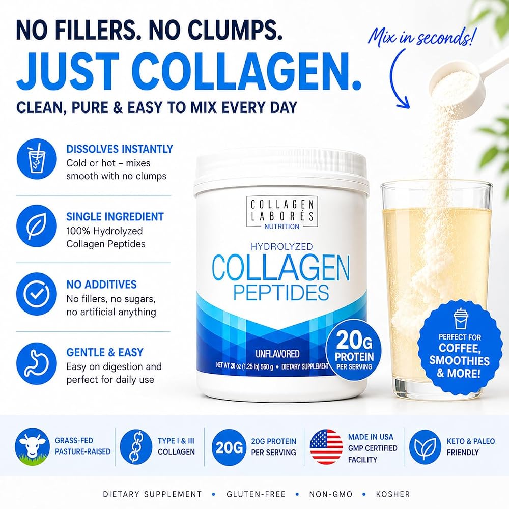 Collagen Laborés Hydrolyzed Collagen Peptides Powder - 20 oz - image 2
