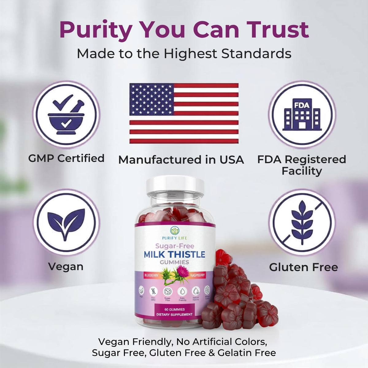 Purify Life Milk Thistle Gummies Sugar-Free Liver Support - 60 Count - image 5