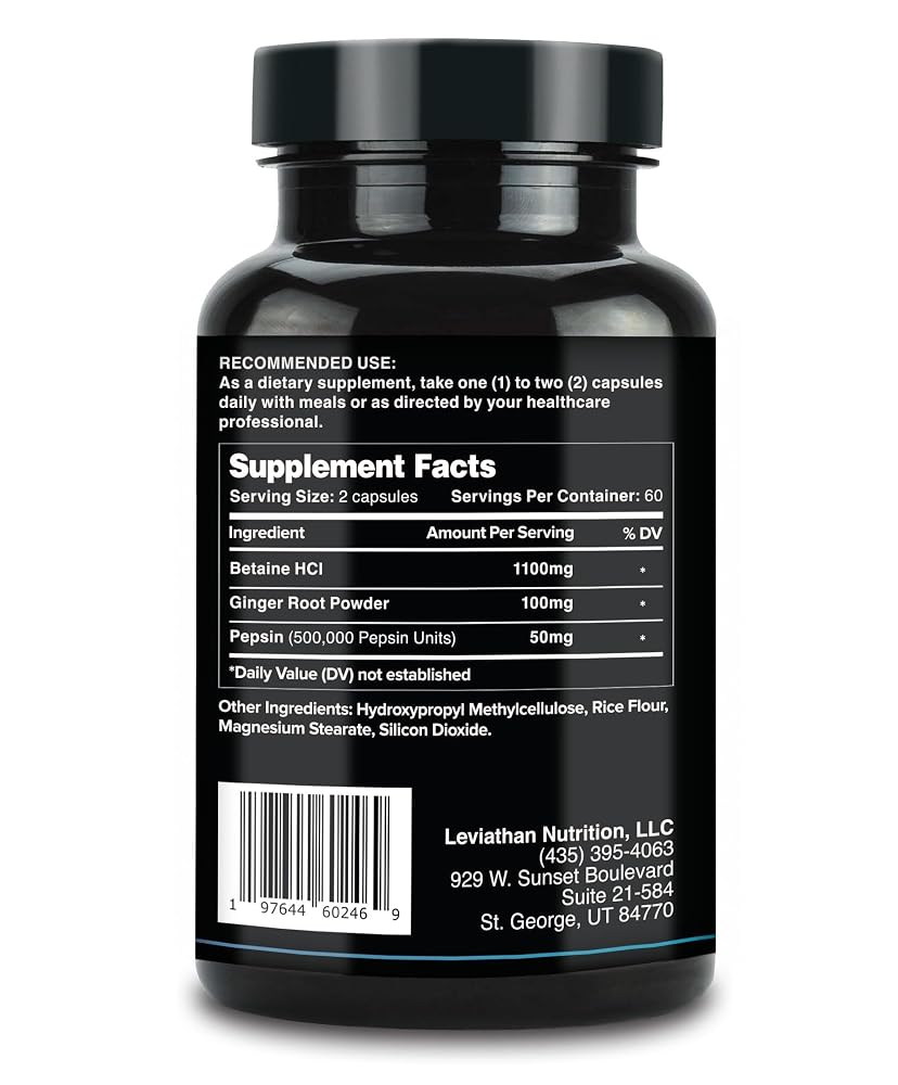 Leviathan Betaine HCl with Pepsin & Ginger - 120 Capsules - image 4