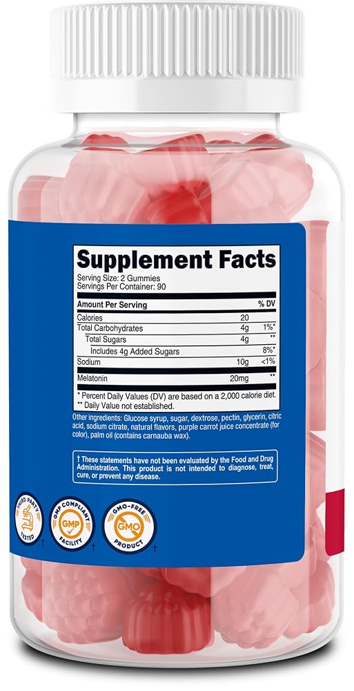 Nutricost Melatonin Gummies 20mg Strawberry - 180 Gummies - image 5