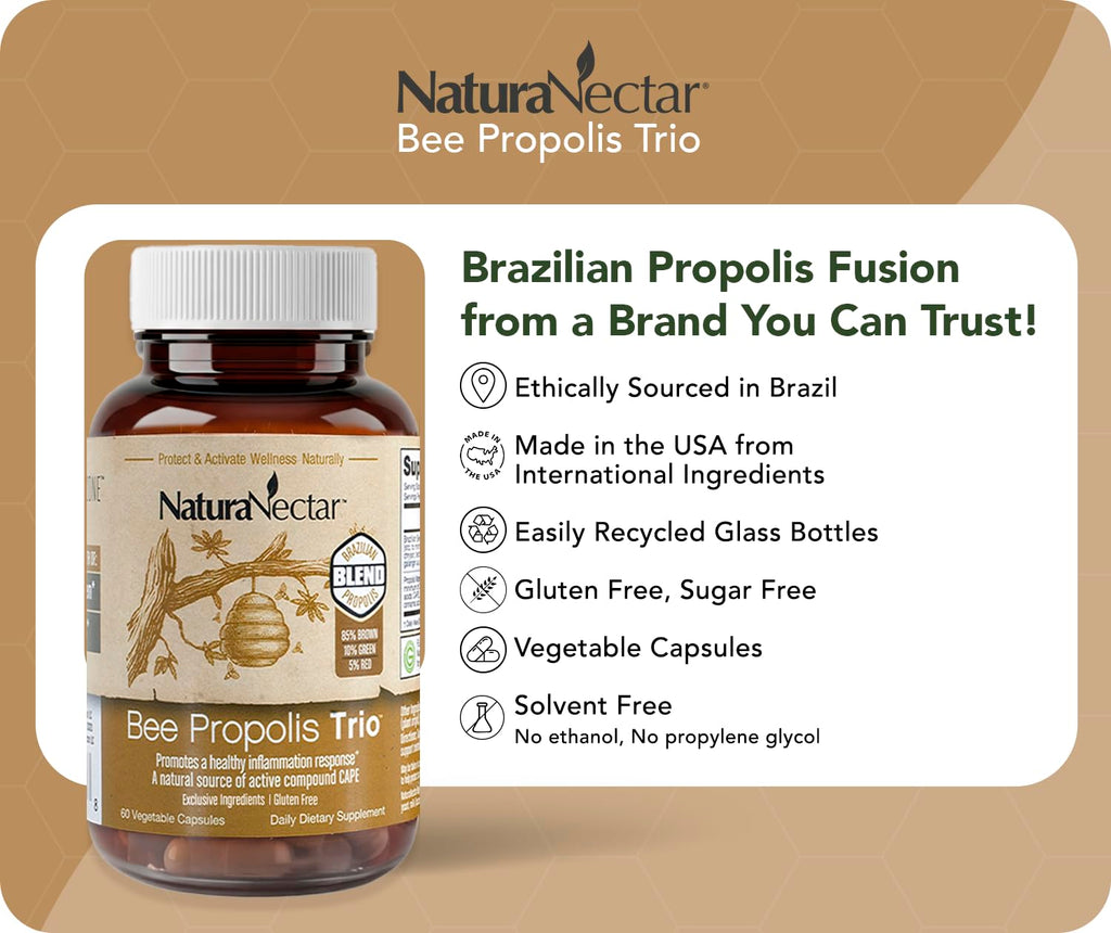 NaturaNectar Bee Propolis Trio Capsules - 60 Capsules - image 3