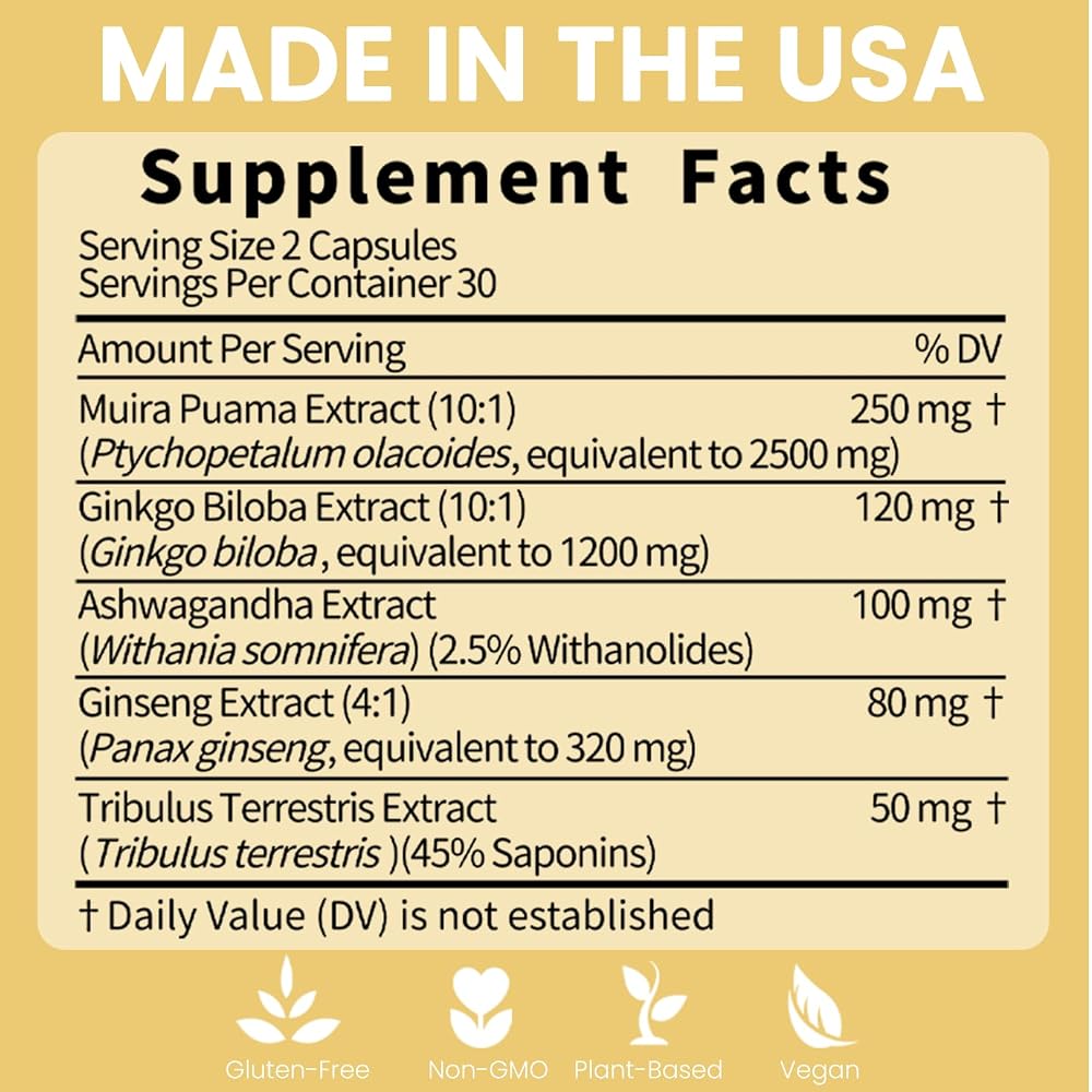 Potency Wood Ginseng Ashwagandha Gingko Tribulus - 60 Capsules - image 4