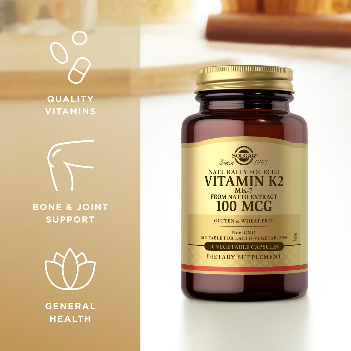Solgar Vitamin K2 MK-7 100 mcg Bone Health - 200 Capsules - image 4