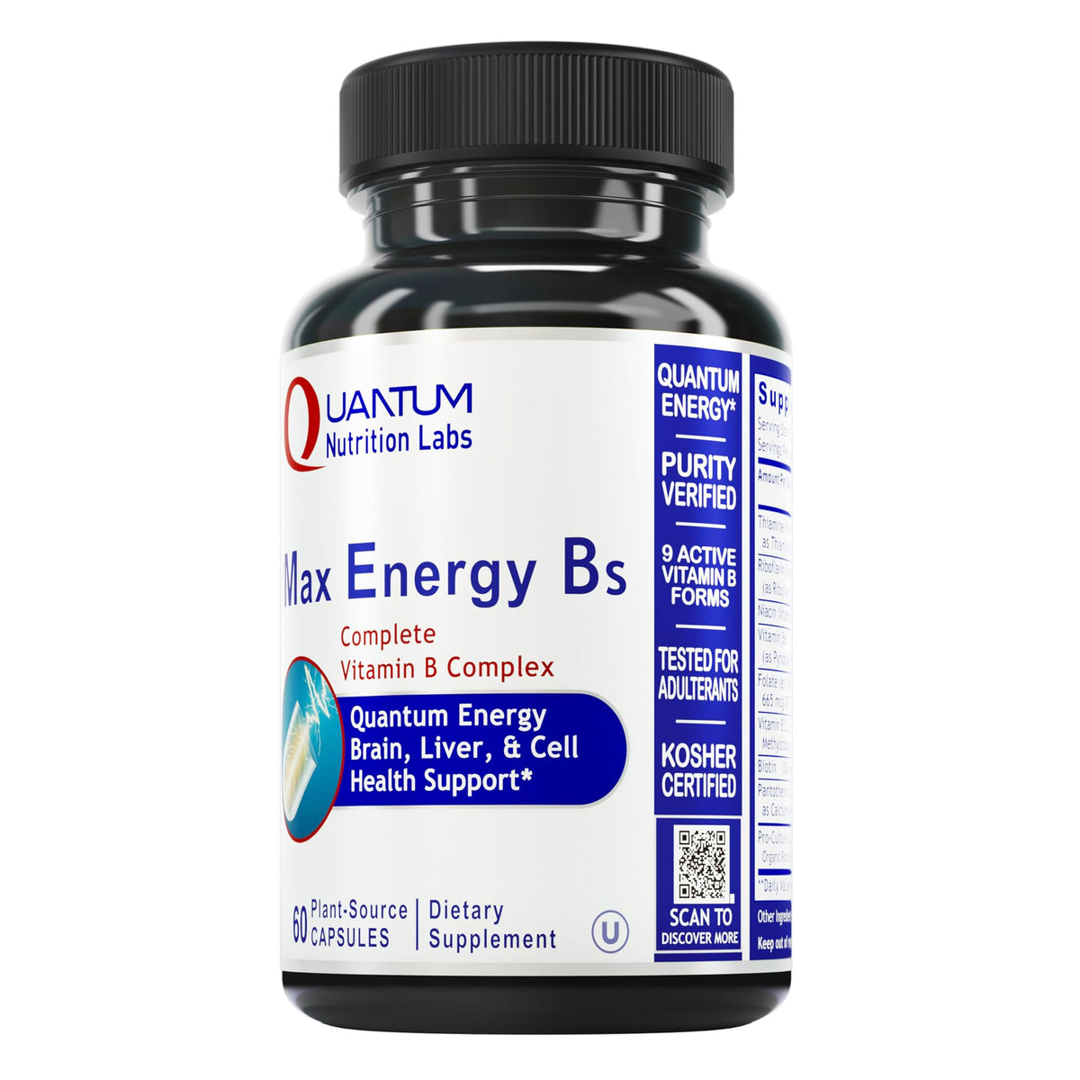 Quantum Nutrition Labs Max Energy B-Complex - 60 Vegetarian Capsules