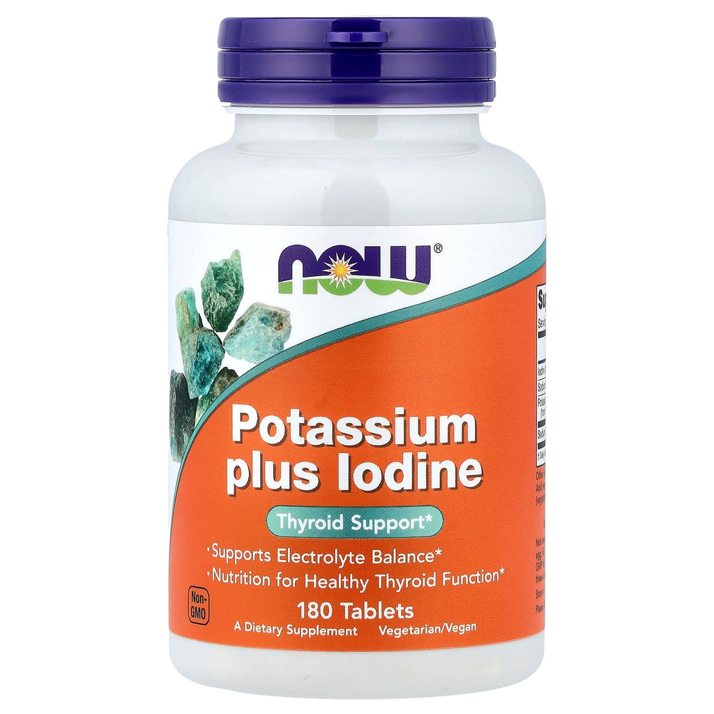 NOW Foods Potassium Plus Iodine - 180 Tablets