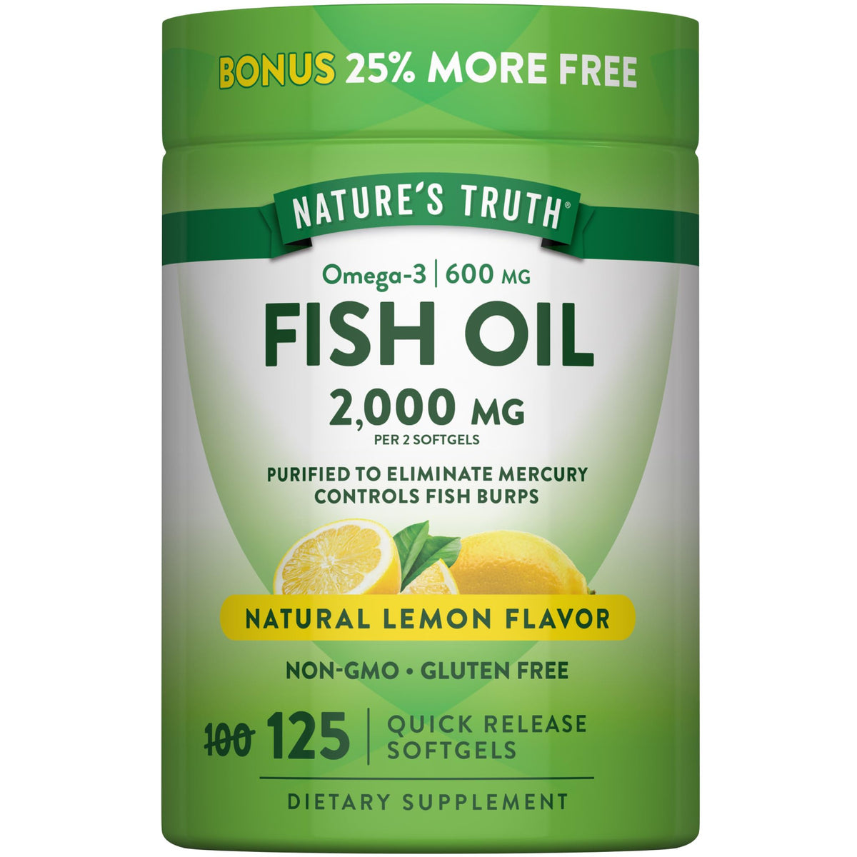 Nature's Truth Omega 3 Fish Oil 2000 mg - 125 Softgels